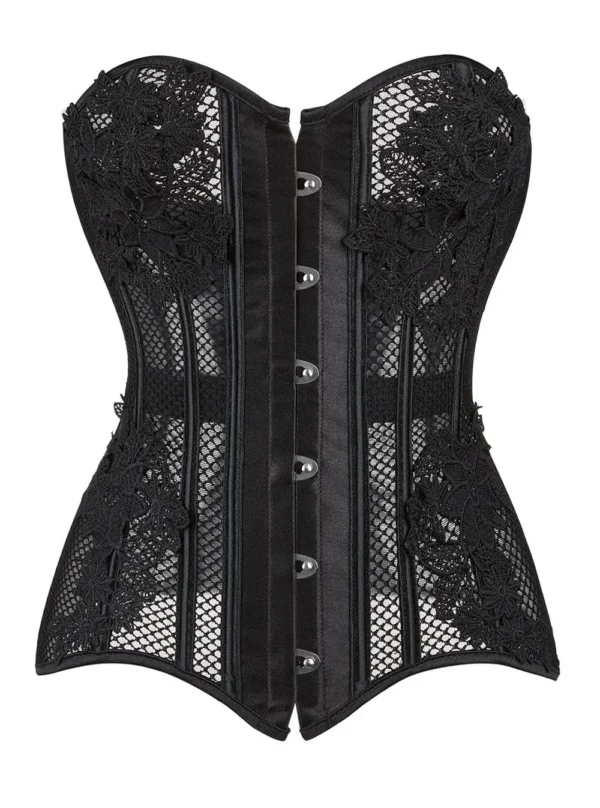 Corset en résille noir transparent avec broderies Noctua (7)
