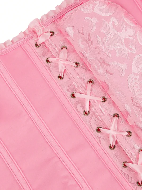 Corset rose élégant à fermeture éclair Rosalie (11) Corset rose élégant à fermeture éclair Rosalie (11)
