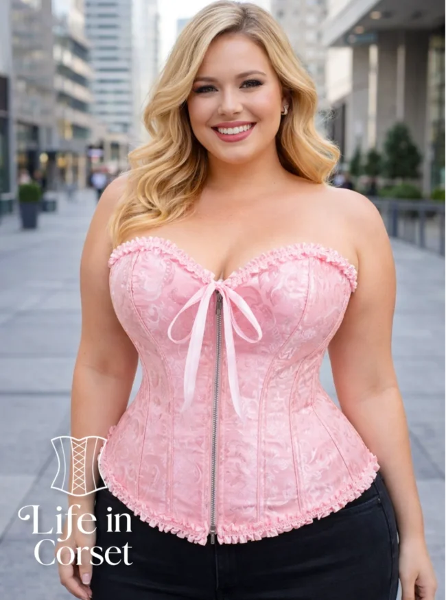 Corset rose élégant à fermeture éclair Rosalie Corset rose élégant à fermeture éclair Rosalie