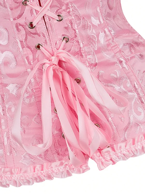 Corset rose élégant à fermeture éclair Rosalie (8) Corset rose élégant à fermeture éclair Rosalie (8)