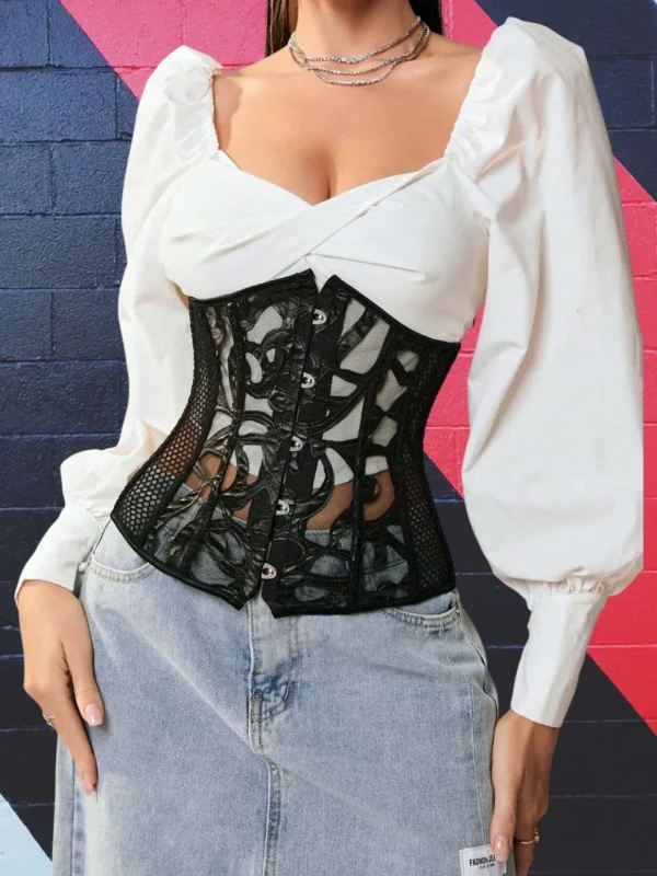 Corset serre taille gothique en résille Aveline (8) Corset serre taille gothique en résille Aveline (8)