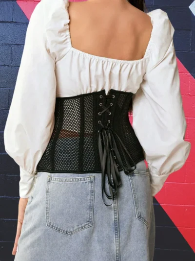 Corset serre taille gothique en résille Aveline (9)