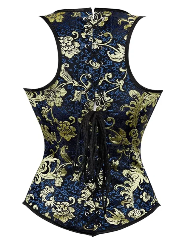 Corset sous poitrine à bretelles Bleu et Doré Lysandre (3) Corset sous poitrine à bretelles Bleu et Doré Lysandre (3)