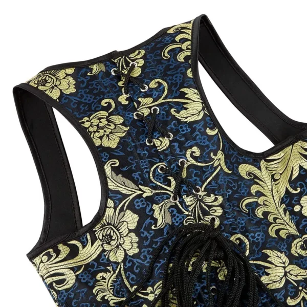 Corset sous poitrine à bretelles Bleu et Doré Lysandre (4) Corset sous poitrine à bretelles Bleu et Doré Lysandre (4)