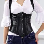 Corset underbust noir satin à bretelles Barmaid (1) Corset underbust noir satin à bretelles Barmaid (1)