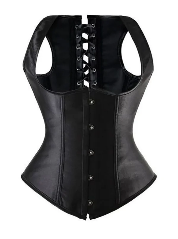 Corset underbust noir satin à bretelles Barmaid (3) Corset underbust noir satin à bretelles Barmaid (3)