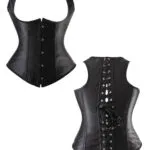 Corset underbust noir satin à bretelles Barmaid (4) Corset underbust noir satin à bretelles Barmaid (4)