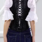 Corset underbust noir satin à bretelles Barmaid (5) Corset underbust noir satin à bretelles Barmaid (5)