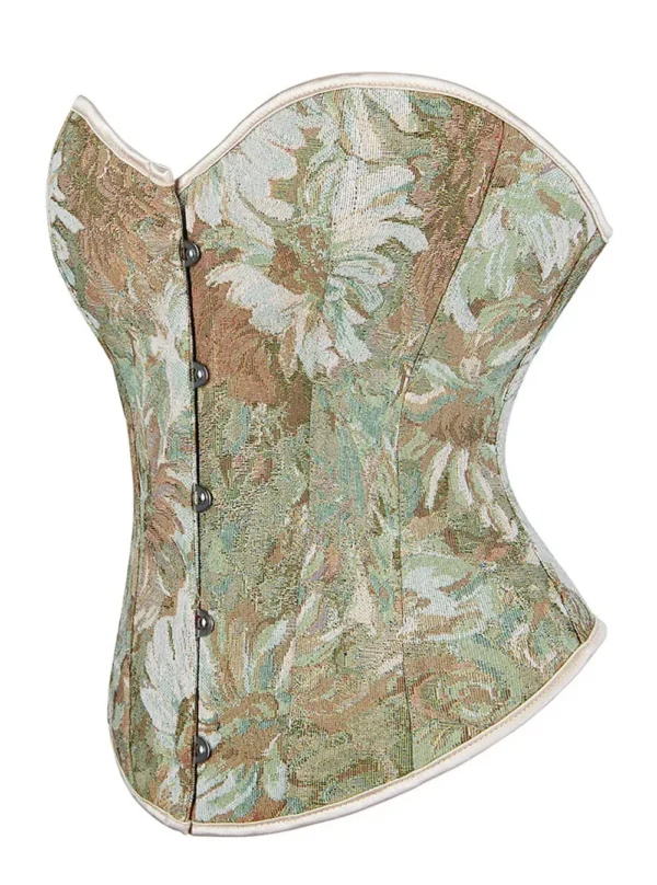 Corset vert et marron fleurs d'automne (4) Corset vert et marron fleurs d'automne (4)
