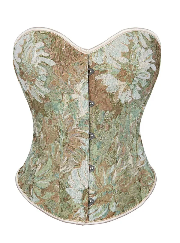 Corset vert et marron fleurs d'automne (5) Corset vert et marron fleurs d'automne (5)