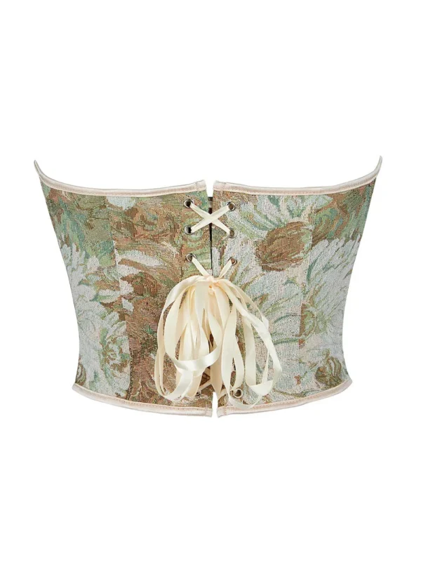 Corset vert et marron fleurs d'automne (6) Corset vert et marron fleurs d'automne (6)