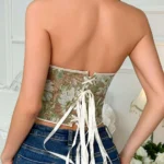 Corset vert et marron fleurs d'automne (9) Corset vert et marron fleurs d'automne