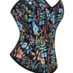 corset noir à fleurs multicolores (3)