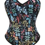 corset noir à fleurs multicolores (4)