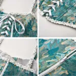 Bustier bleu turquoise à fleurs et lacets blancs Damaris (5)