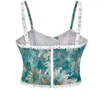 Bustier bleu turquoise à fleurs et lacets blancs Damaris (6)