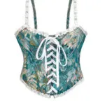 Bustier bleu turquoise à fleurs et lacets blancs Damaris (7)