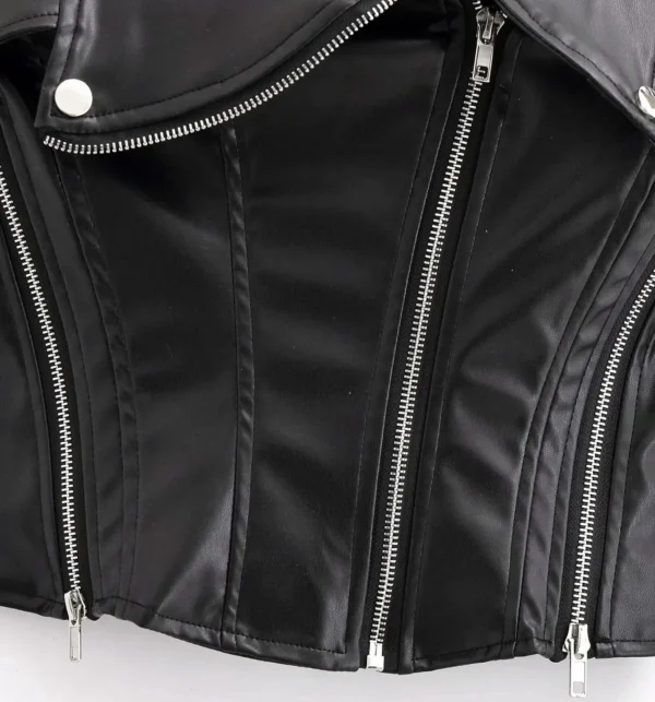Bustier cuir motard à fermetures éclair Rogue (2) Bustier cuir motard à fermetures éclair Rogue (2)