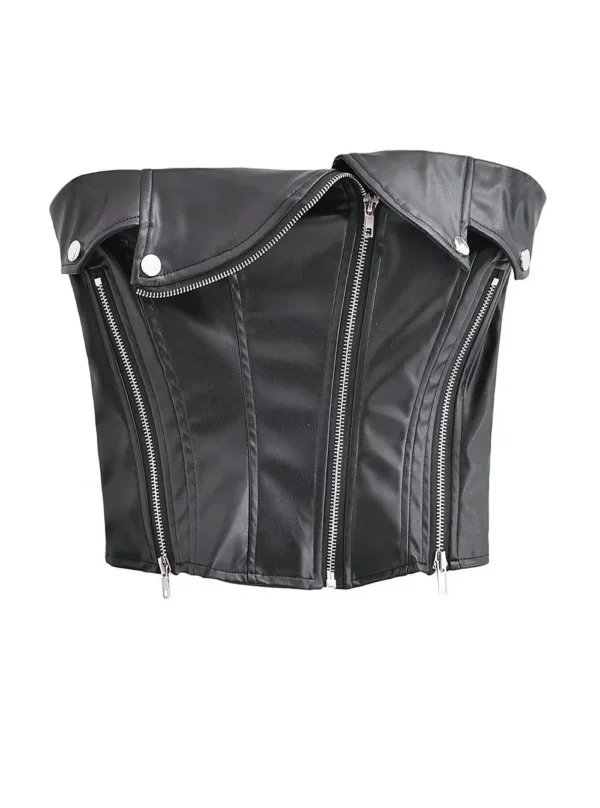 Bustier cuir motard à fermetures éclair Rogue (9) Bustier cuir motard à fermetures éclair Rogue (9)