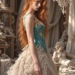Corset médiéval bleu royal avec dorures Duchesse (vue de profil) Corset médiéval bleu royal avec dorures Duchesse
