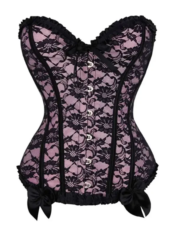 Corset rose et noir bustier Isolde (3) Corset rose et noir bustier Isolde (3)