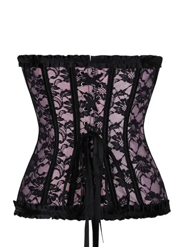 Corset rose et noir bustier Isolde (4) Corset rose et noir bustier Isolde (4)