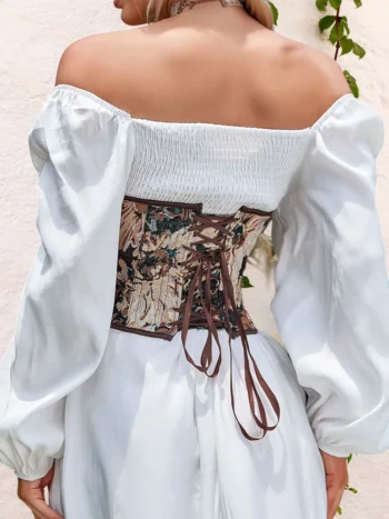 Corset vintage marron floral Calanthe (6)