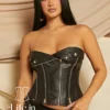 Bustier cuir motard à fermetures éclair Rogue (de face) Bustier cuir motard à fermetures éclair Rogue (de face)