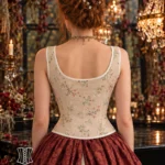 Bustier élégant beige à fleurs médiéval Guenièvre