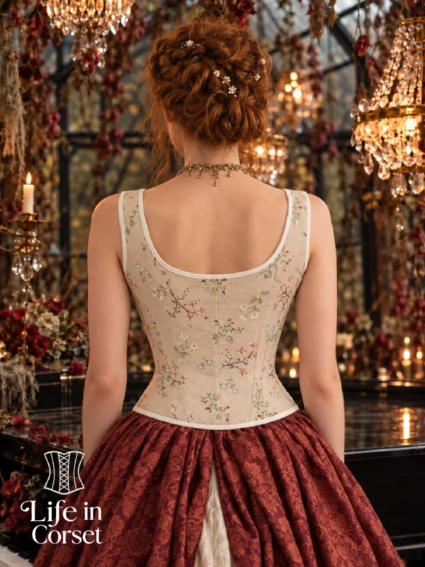 Bustier élégant beige à fleurs médiéval Guenièvre