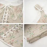 Bustier élégant beige à fleurs médiéval Guenièvre (3)