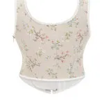 Bustier élégant beige à fleurs médiéval Guenièvre (4)