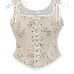 Bustier élégant beige à fleurs médiéval Guenièvre (5)