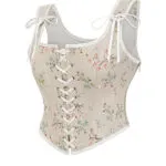 Bustier élégant beige à fleurs médiéval Guenièvre (6)
