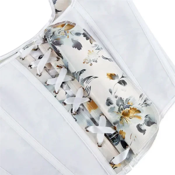 Bustier floral blanc en satin à bretelles Maggie (3) Bustier floral blanc en satin à bretelles Maggie (3)