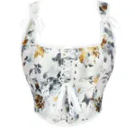 Bustier floral blanc en satin à bretelles Maggie (4) Bustier floral blanc en satin à bretelles Maggie (4)