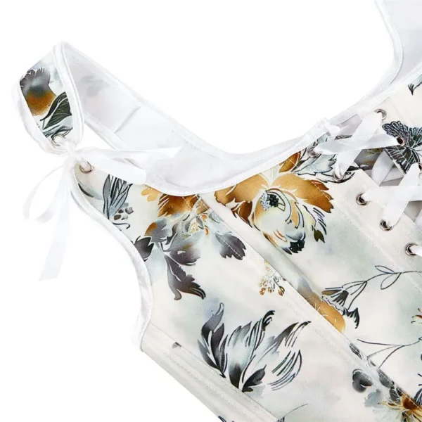 Bustier floral blanc en satin à bretelles Maggie (5) Bustier floral blanc en satin à bretelles Maggie (5)