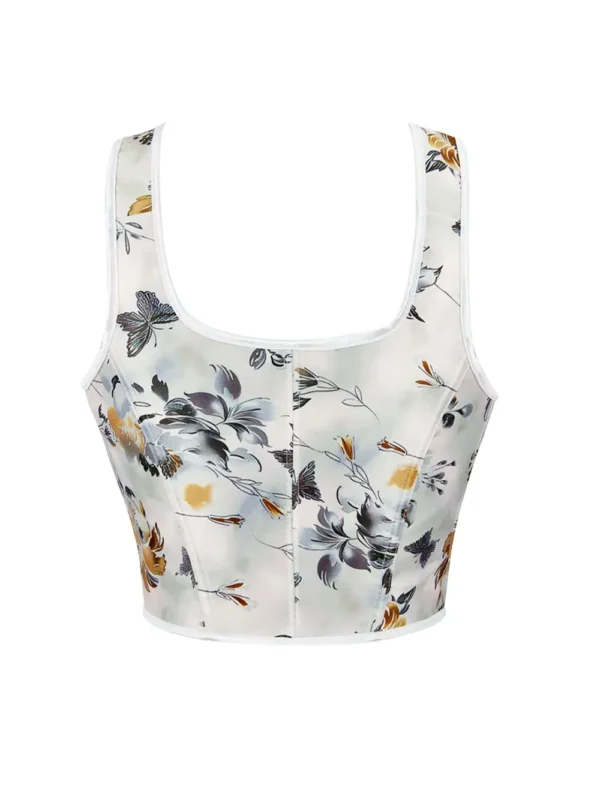 Bustier floral blanc en satin à bretelles Maggie (6) Bustier floral blanc en satin à bretelles Maggie (6)