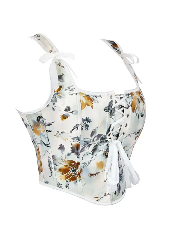 Bustier floral blanc en satin à bretelles Maggie (7) Bustier floral blanc en satin à bretelles Maggie (7)
