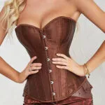 Corset à lacets marron en satin Tawny (1) Corset à lacets marron en satin Tawny (1)