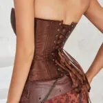 Corset à lacets marron en satin Tawny (4) Corset à lacets marron en satin Tawny (4)
