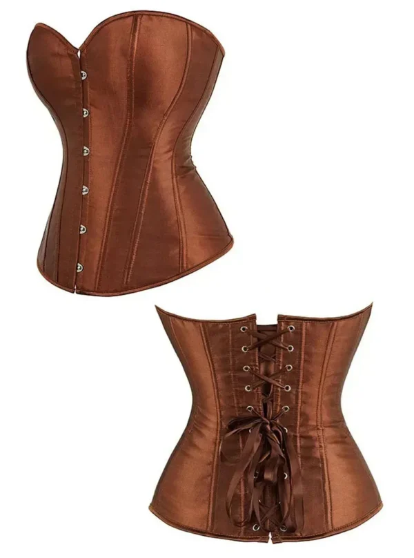 Corset à lacets marron en satin Tawny (7) Corset à lacets marron en satin Tawny (7)