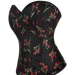 Corset bustier noir à fleurs rouges Isabella (4)