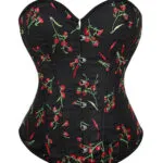 Corset bustier noir à fleurs rouges Isabella (5)