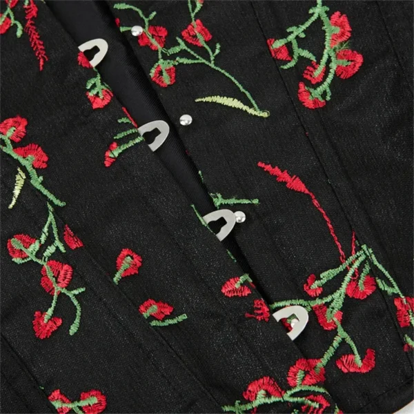 Corset bustier noir à fleurs rouges Isabella (8) Corset bustier noir à fleurs rouges Isabella (8)