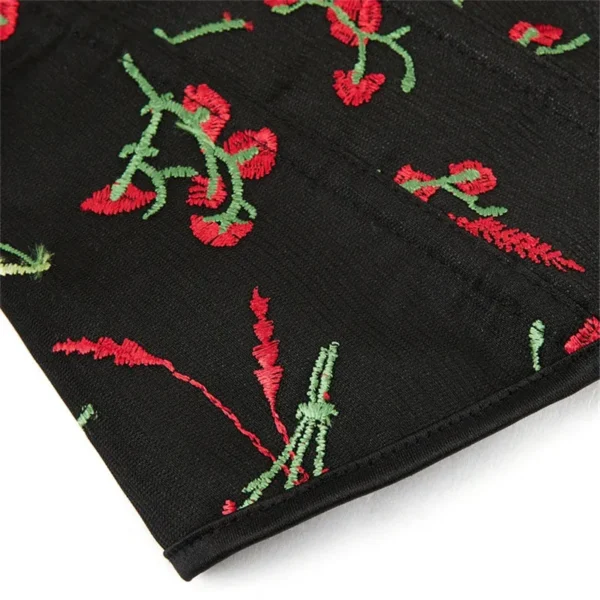 Corset bustier noir à fleurs rouges Isabella (9) Corset bustier noir à fleurs rouges Isabella (9)