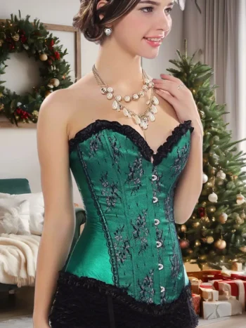 Corset guêpière vert émeraude Bellona (6)