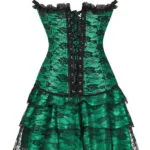 Corset vert émeraude avec jupe et dentelle Elfie (2)