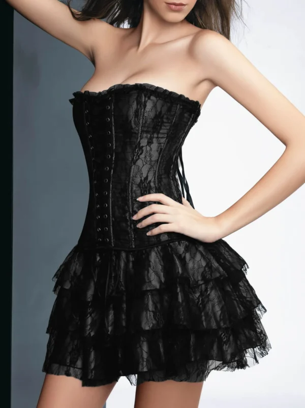 Ensemble corset et jupe noir Gothique Lolita (1) Ensemble corset et jupe noir Gothique Lolita (1)
