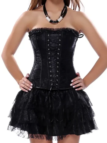 Ensemble corset et jupe noir Gothique Lolita (2)